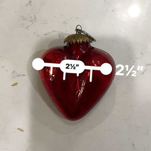 Vintage Glass red heart German kugel ornament Christmas ornament red glass - Picture 4 of 6